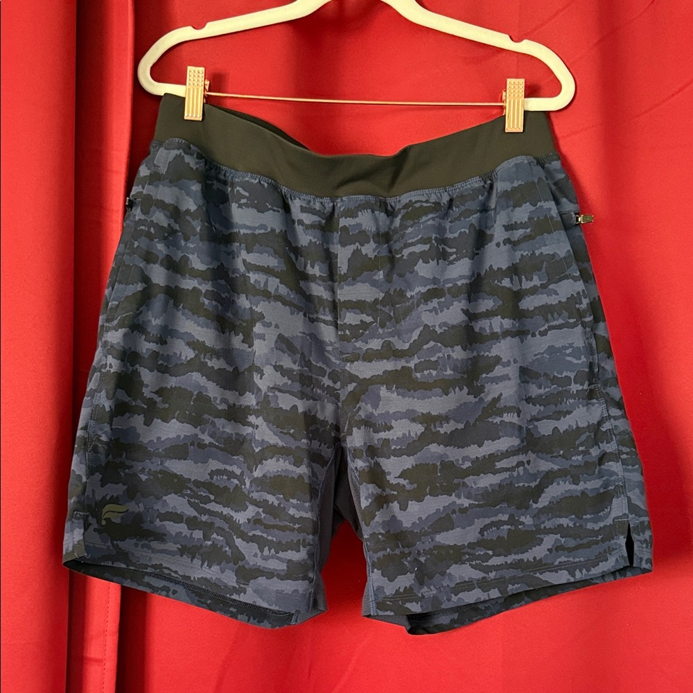 Fabletics Blue Camo Athletic Shorts